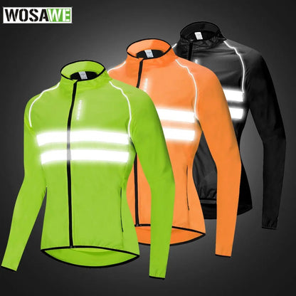 WOSAWE Ultralight Reflective Men&#39;s Cycling Jacket Long Waterproof Windproof Road Mountain Bike MTB Jackets Bicycle Windbreaker - Allen-Fitness