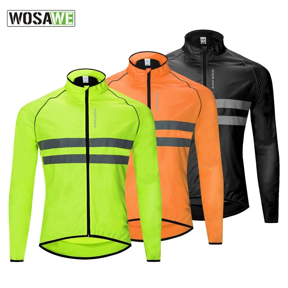 WOSAWE Ultralight Reflective Men&#39;s Cycling Jacket Long Waterproof Windproof Road Mountain Bike MTB Jackets Bicycle Windbreaker - Allen-Fitness