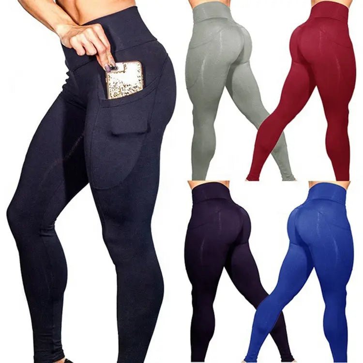 Woman Sports Spandex Yoga Pant Workout Leggings with Pocket. High Waist Yoga Pants - Allen-Fitness