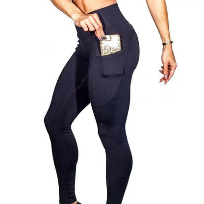 Woman Sports Spandex Yoga Pant Workout Leggings with Pocket. High Waist Yoga Pants - Allen-Fitness