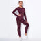 Women High waist Fitness Leggings Sport Set Tracksuit Workout Long Sleeve Seamless Yoga Clothes - Allen-Fitness