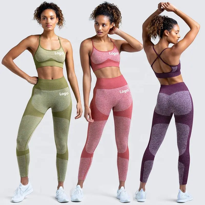 Women Seamless Activewear Fitness Gym Wear Sportswear Crop Top Leggings Yoga bra Set - Allen-Fitness