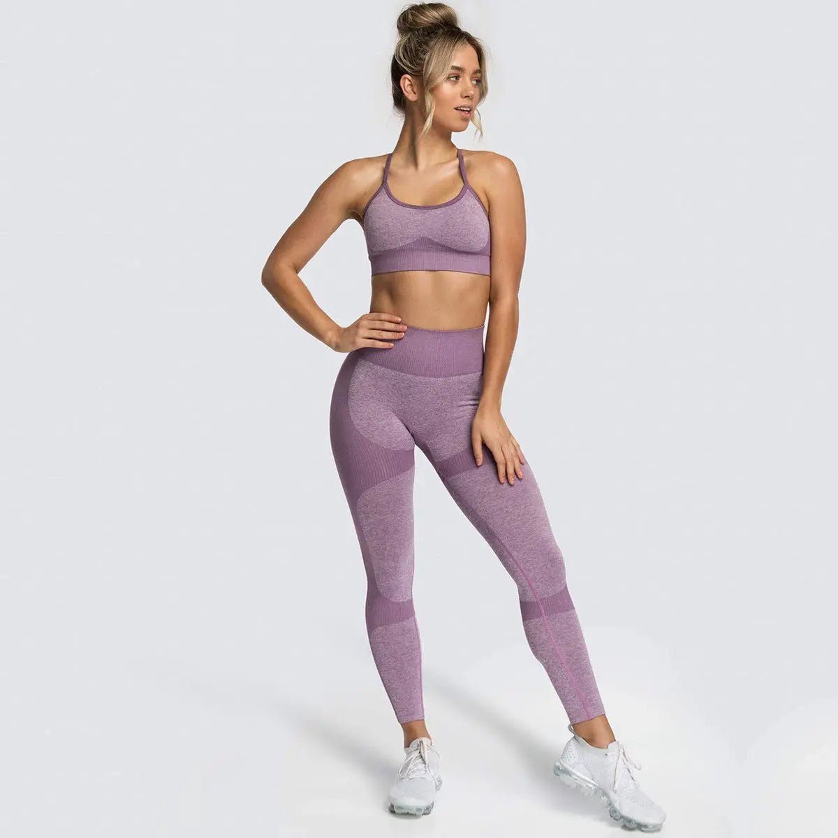 Women Seamless Activewear Fitness Gym Wear Sportswear Crop Top Leggings Yoga bra Set - Allen-Fitness