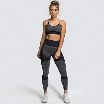 Women Seamless Activewear Fitness Gym Wear Sportswear Crop Top Leggings Yoga bra Set - Allen-Fitness