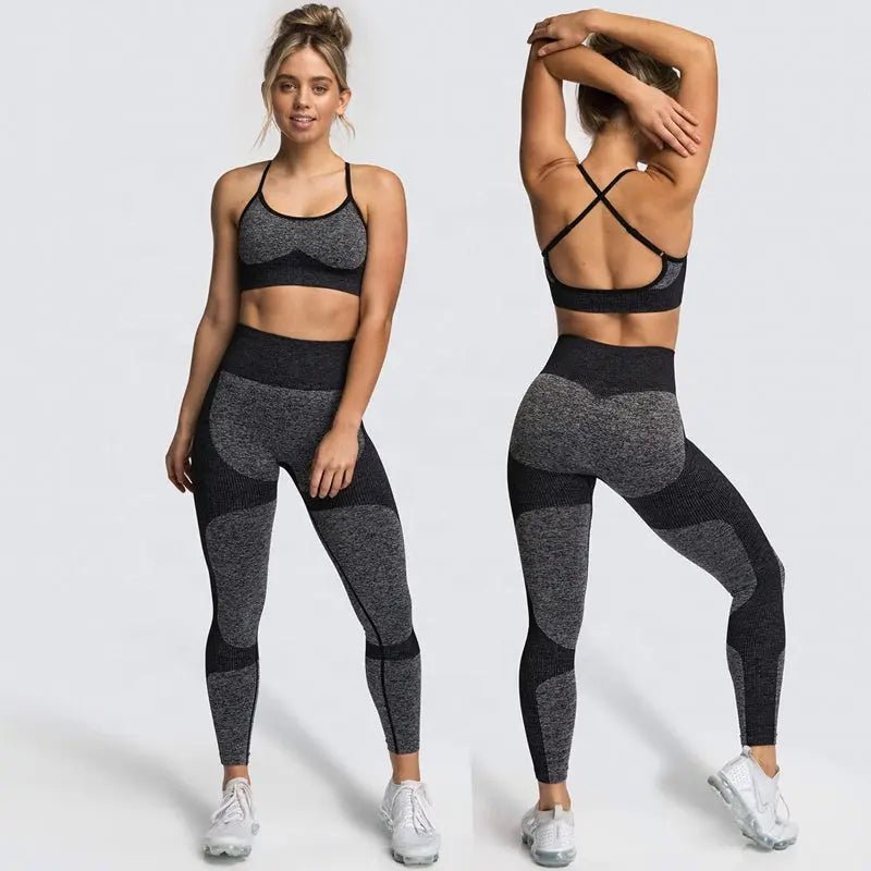 Women Seamless Activewear Fitness Gym Wear Sportswear Crop Top Leggings Yoga bra Set - Allen-Fitness