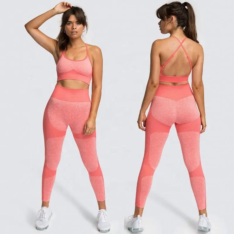 Women Seamless Activewear Fitness Gym Wear Sportswear Crop Top Leggings Yoga bra Set - Allen-Fitness