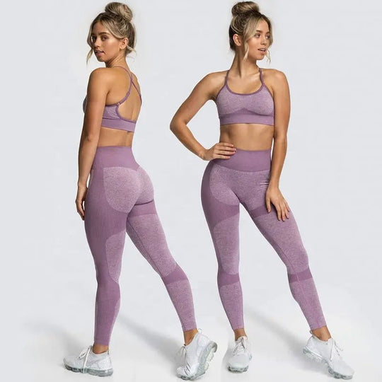 Women Seamless Activewear Fitness Gym Wear Sportswear Crop Top Leggings Yoga bra Set - Allen-Fitness