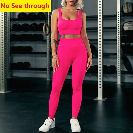 Women workout pants suit sports apparel, women & yoga clothing, and home wear clothes. Activewear seamless yoga gym fitness set - Allen-Fitness