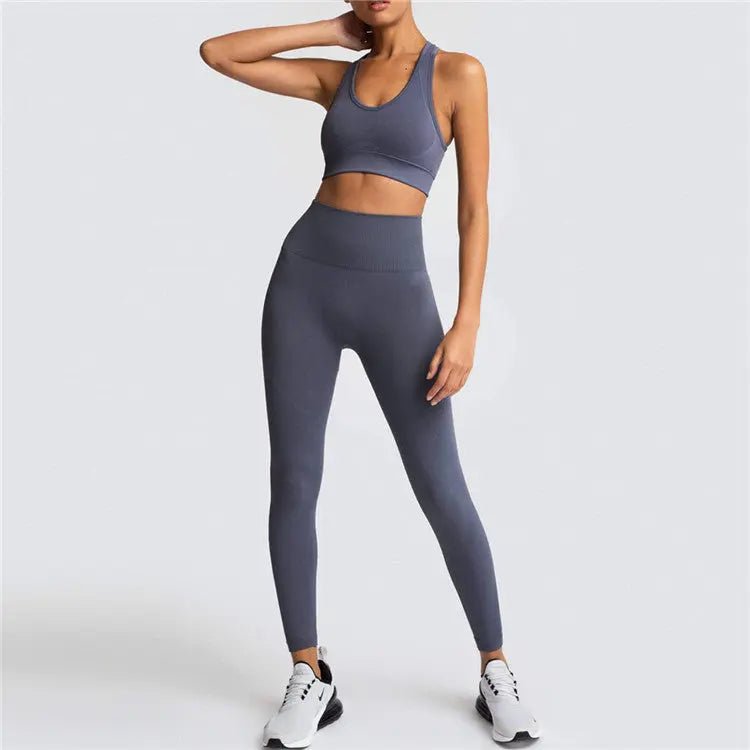 Womens Athletic Fitness Clothing Gym Sports Wear Workout Crop Top Yoga Apparel 2 Piece Set Women - Allen-Fitness