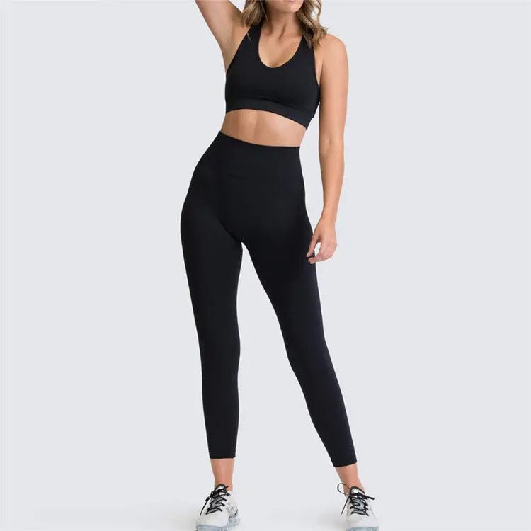 Womens Athletic Fitness Clothing Gym Sports Wear Workout Crop Top Yoga Apparel 2 Piece Set Women - Allen-Fitness