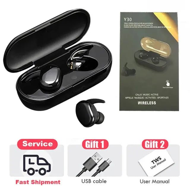 Y30 Bluetooth Earphones Wireless Headphones Touch Control Sports Earbuds Microphone Works On All Smartphones Music Headset TWS - Allen-Fitness