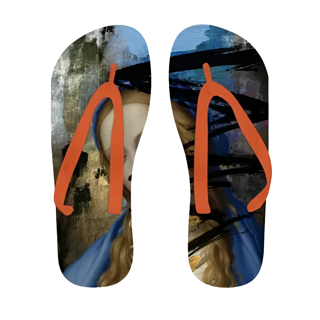 Blue Adult Flip Flops - Customizable Fabric Print, Durable & Lightweight - Allen - Fitness