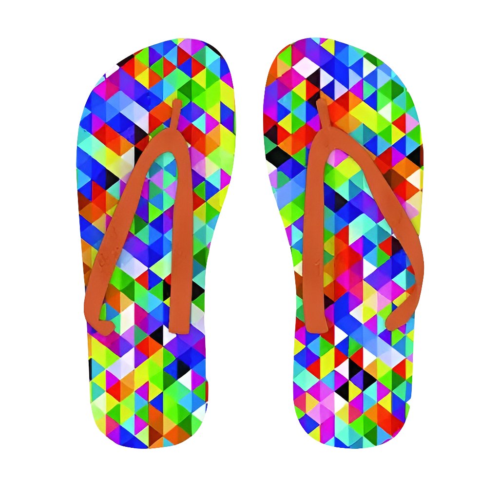 Colorful Geometric Blast Adult Flip Flops - Durable Foam, Soft Fabric Coating - Allen - Fitness