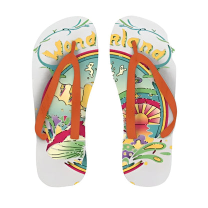 Day Dreamer Adult Flip Flops - Customizable Full Color Print, Soft Plastic Straps - Allen - Fitness