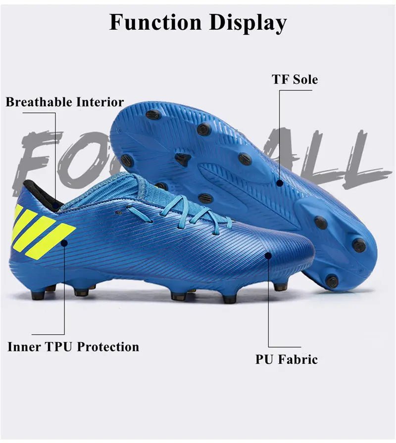 Football Boots Men Kids Adults TF/FG Ultralight Playing Field Train Soccer Shoes Low cut Cleats - Allen - Fitness