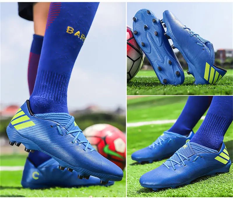 Football Boots Men Kids Adults TF/FG Ultralight Playing Field Train Soccer Shoes Low cut Cleats - Allen - Fitness