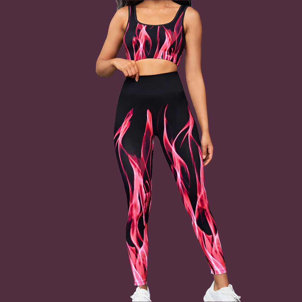 High Elastic Seamless Gradient Sports Bra and Pants Set - Allen - Fitness