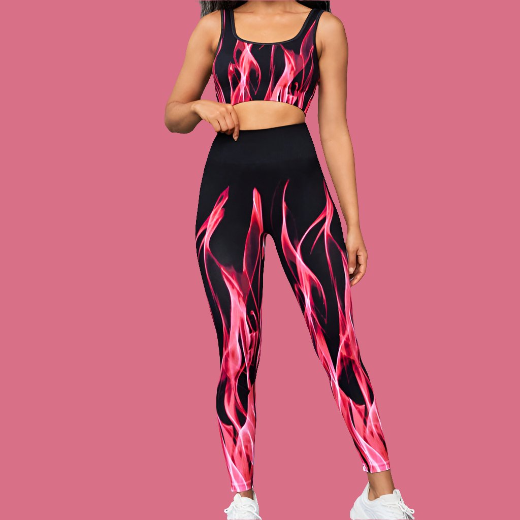 High Elastic Seamless Gradient Sports Bra and Pants Set - Allen - Fitness