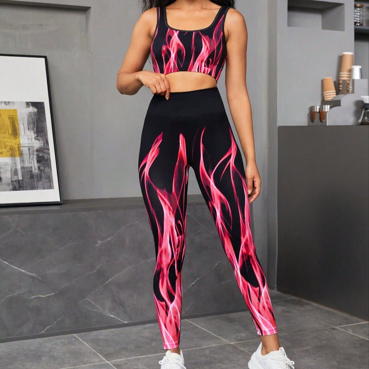 High Elastic Seamless Gradient Sports Bra and Pants Set - Allen - Fitness