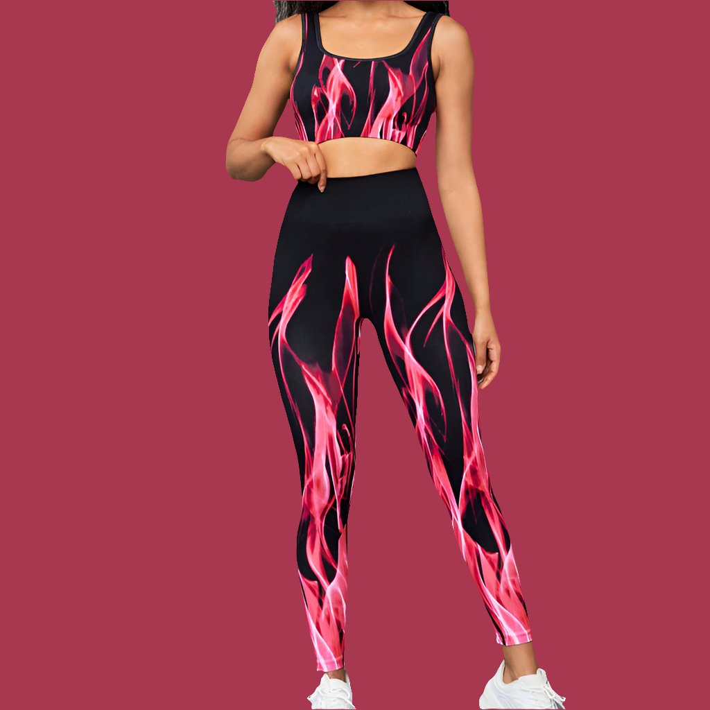 High Elastic Seamless Gradient Sports Bra and Pants Set - Allen - Fitness