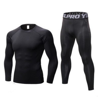 Men's Compression Running Suit Set - Long - sleeve Shirt & Pants for Fitness Training Activewear - Allen - Fitness