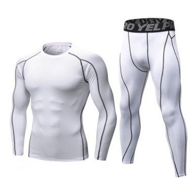 Men's Compression Running Suit Set - Long - sleeve Shirt & Pants for Fitness Training Activewear - Allen - Fitness