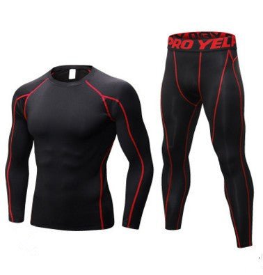 Men's Compression Running Suit Set - Long - sleeve Shirt & Pants for Fitness Training Activewear - Allen - Fitness