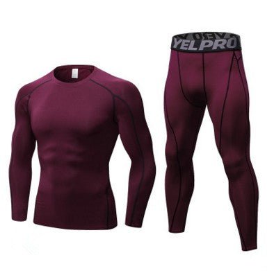 Men's Compression Running Suit Set - Long - sleeve Shirt & Pants for Fitness Training Activewear - Allen - Fitness