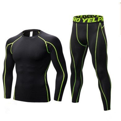 Men's Compression Running Suit Set - Long - sleeve Shirt & Pants for Fitness Training Activewear - Allen - Fitness