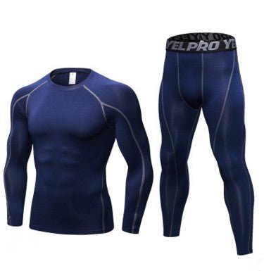 Men's Compression Running Suit Set - Long - sleeve Shirt & Pants for Fitness Training Activewear - Allen - Fitness