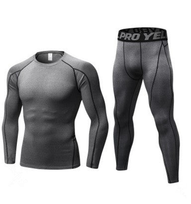 Men's Compression Running Suit Set - Long - sleeve Shirt & Pants for Fitness Training Activewear - Allen - Fitness