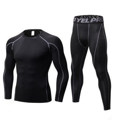 Men's Compression Running Suit Set - Long - sleeve Shirt & Pants for Fitness Training Activewear - Allen - Fitness