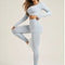 Peach Hip Super Stretch Yoga Pants Set with Cloud Blue Accent | Seamless Workout Clothes Sportswear - Allen - Fitness