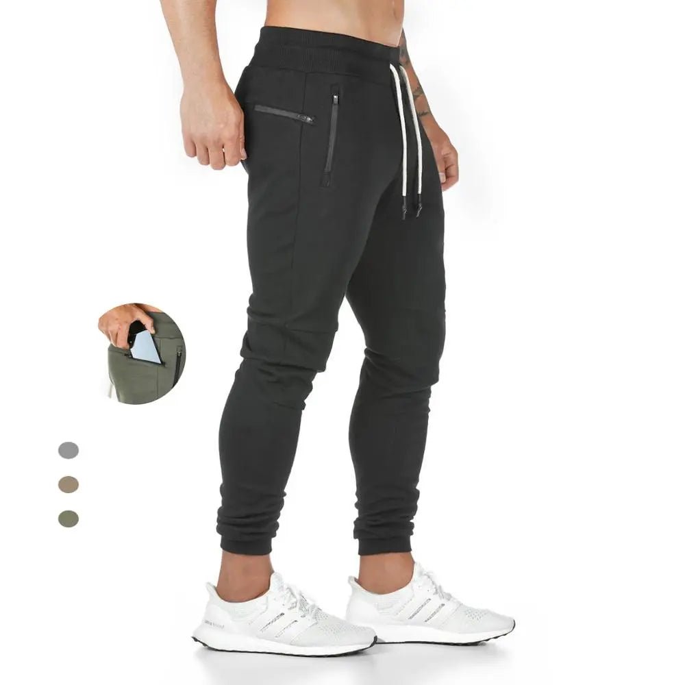 plus size Jogger Pants Workout Gym sweat trouser Side Zipper Pockets Slim Fit Bottoms trousers for men - Allen-Fitness