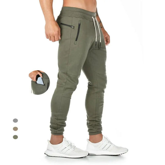 plus size Jogger Pants Workout Gym sweat trouser Side Zipper Pockets Slim Fit Bottoms trousers for men - Allen-Fitness