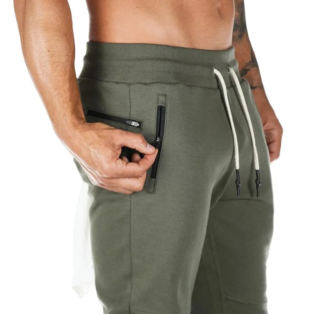 plus size Jogger Pants Workout Gym sweat trouser Side Zipper Pockets Slim Fit Bottoms trousers for men - Allen-Fitness