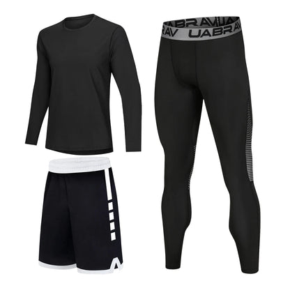 Sportswear for Men: High - Elastic Quick - Drying Compression Leggings Set - Allen - Fitness