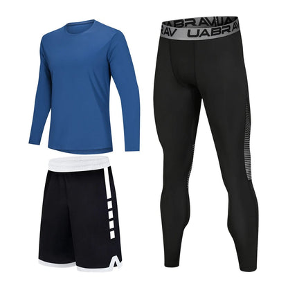 Sportswear for Men: High - Elastic Quick - Drying Compression Leggings Set - Allen - Fitness