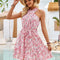 Stylish Summer Dress: Halter Knotted Printed Lace Up Waist - tight Design - Allen - Fitness