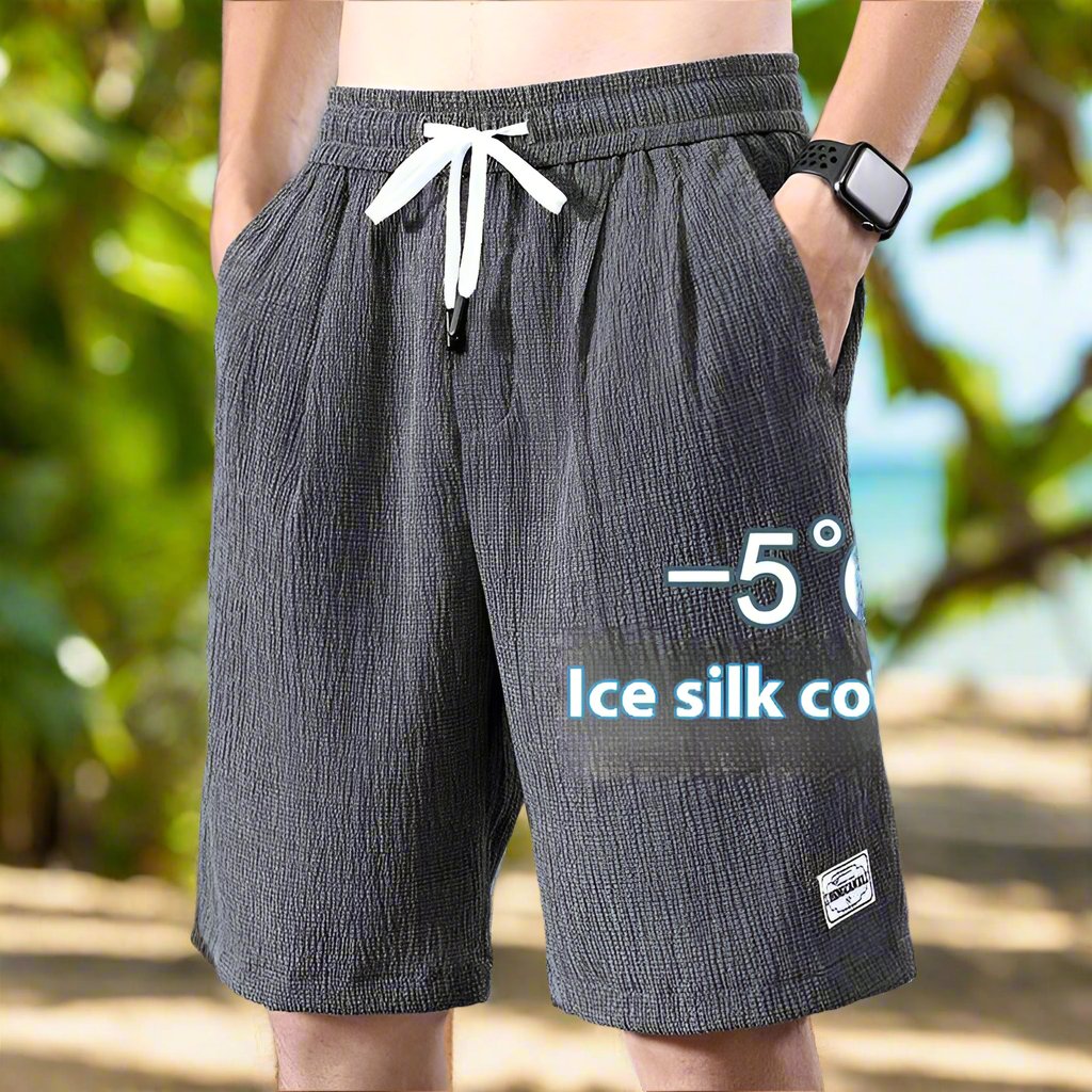 Summer Ice Silk Men’s Sports Shorts Quick - drying Knee Length: Summer Shorts for Men - Allen - Fitness