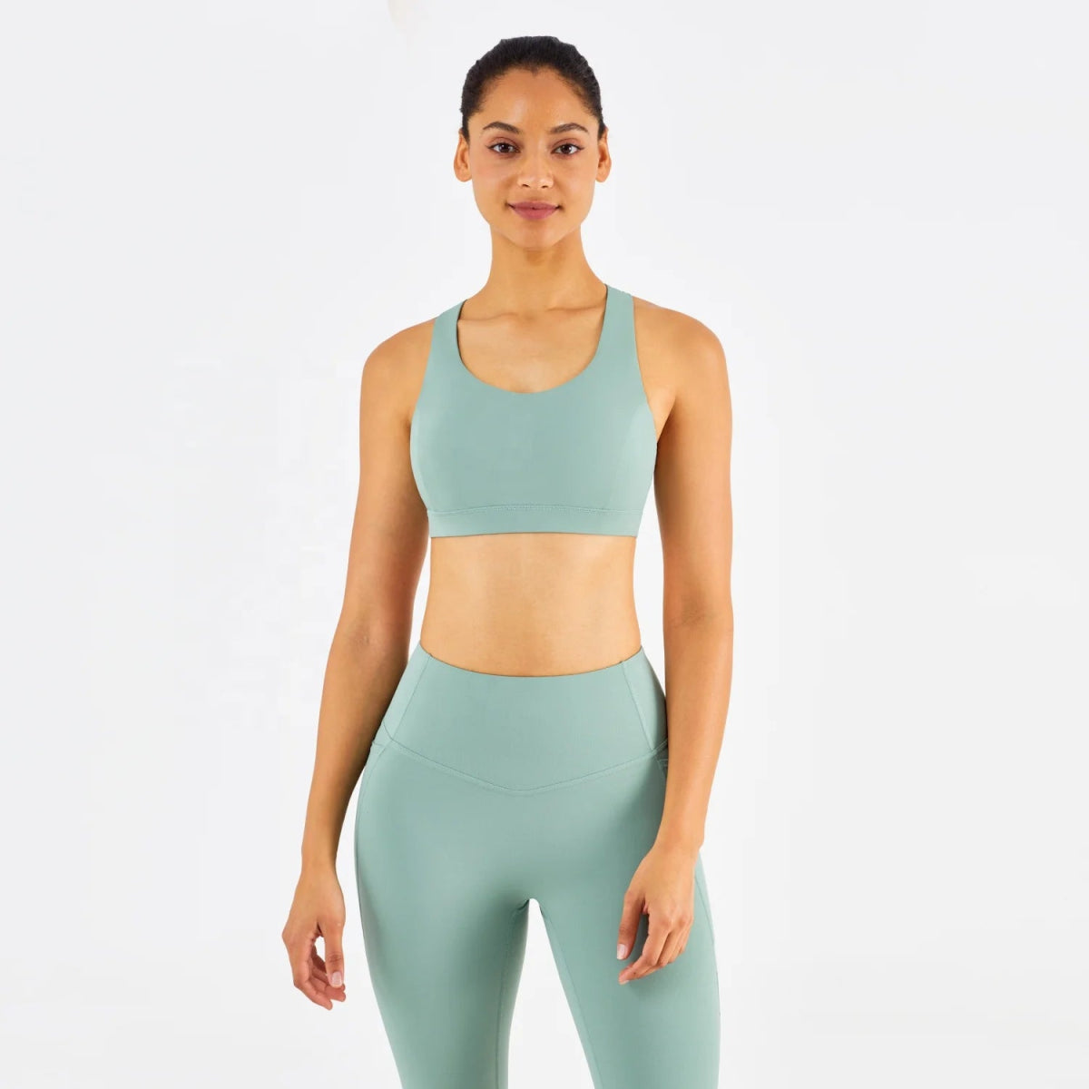 Women Yoga Set: High Waist Gym Bra & Sport Pants Set, MOQ: 1 Set, Fabric Options: Nylon/Spandex Blends | WX1433 - CK1427 - Allen - Fitness