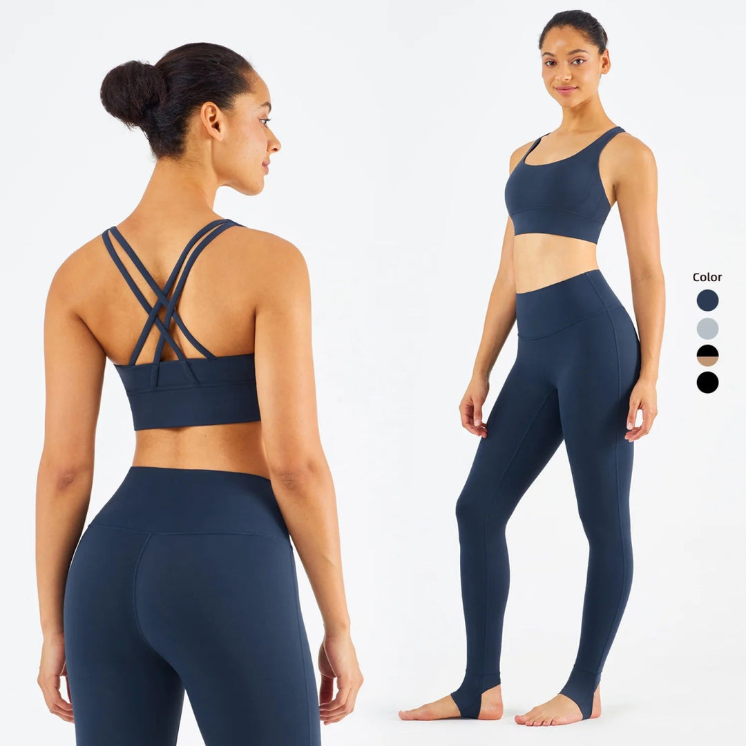 Women's Workout Leggings Set with Stirrup Design | Nylon/Spandex Mix in Multiple Options | Size 4 - 10 | WX1249 - CK1428 - Allen - Fitness