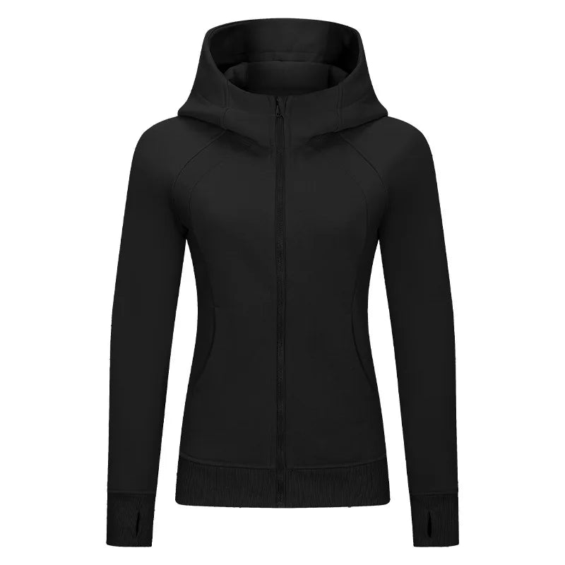 Xsunwing Custom Logo Fitness Coat Sports Wear outwear women Running jackets With thick full zip up face hoodie sweater WDQ028 - Allen - Fitness