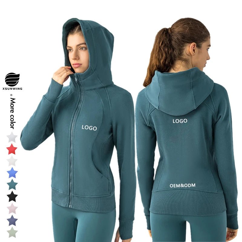 Fitness Coat Sports Wear outwear women Running jackets With thick full zip up face hoodie sweater WDQ028 - Allen - Fitness