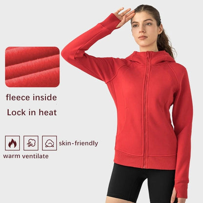 Xsunwing Custom Logo Fitness Coat Sports Wear outwear women Running jackets With thick full zip up face hoodie sweater WDQ028 - Allen - Fitness