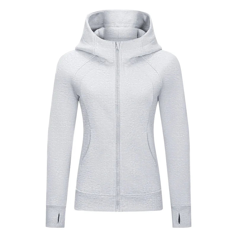 Xsunwing Custom Logo Fitness Coat Sports Wear outwear women Running jackets With thick full zip up face hoodie sweater WDQ028 - Allen - Fitness