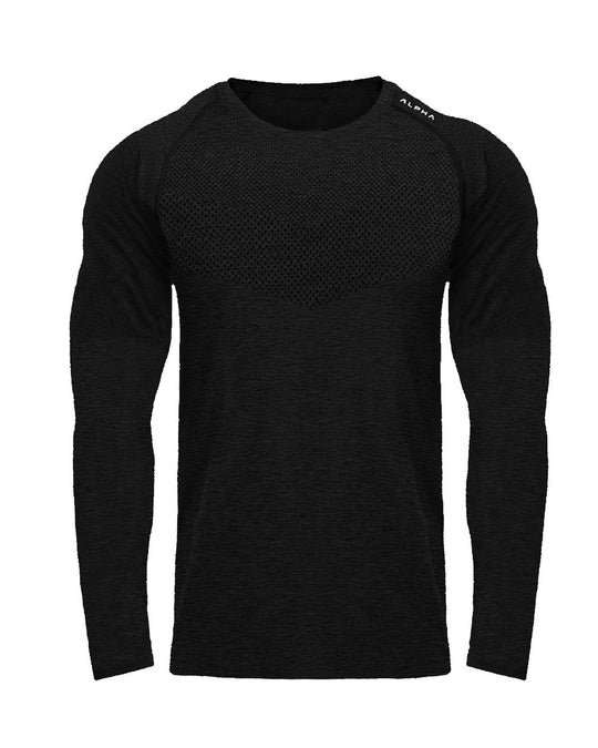 O Neck Long Sleeve Mesh Polyester Quick Dry Workout Gym Athletic T Shirt Men - Allen Fitness