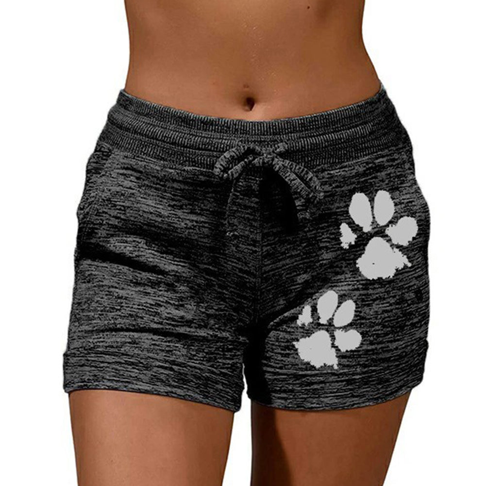 Women Summer Plus Size Shorts Cats Claw Print Drawstring Short Pants Loose Sports Fitness Breathable Shorts - Allen Fitness