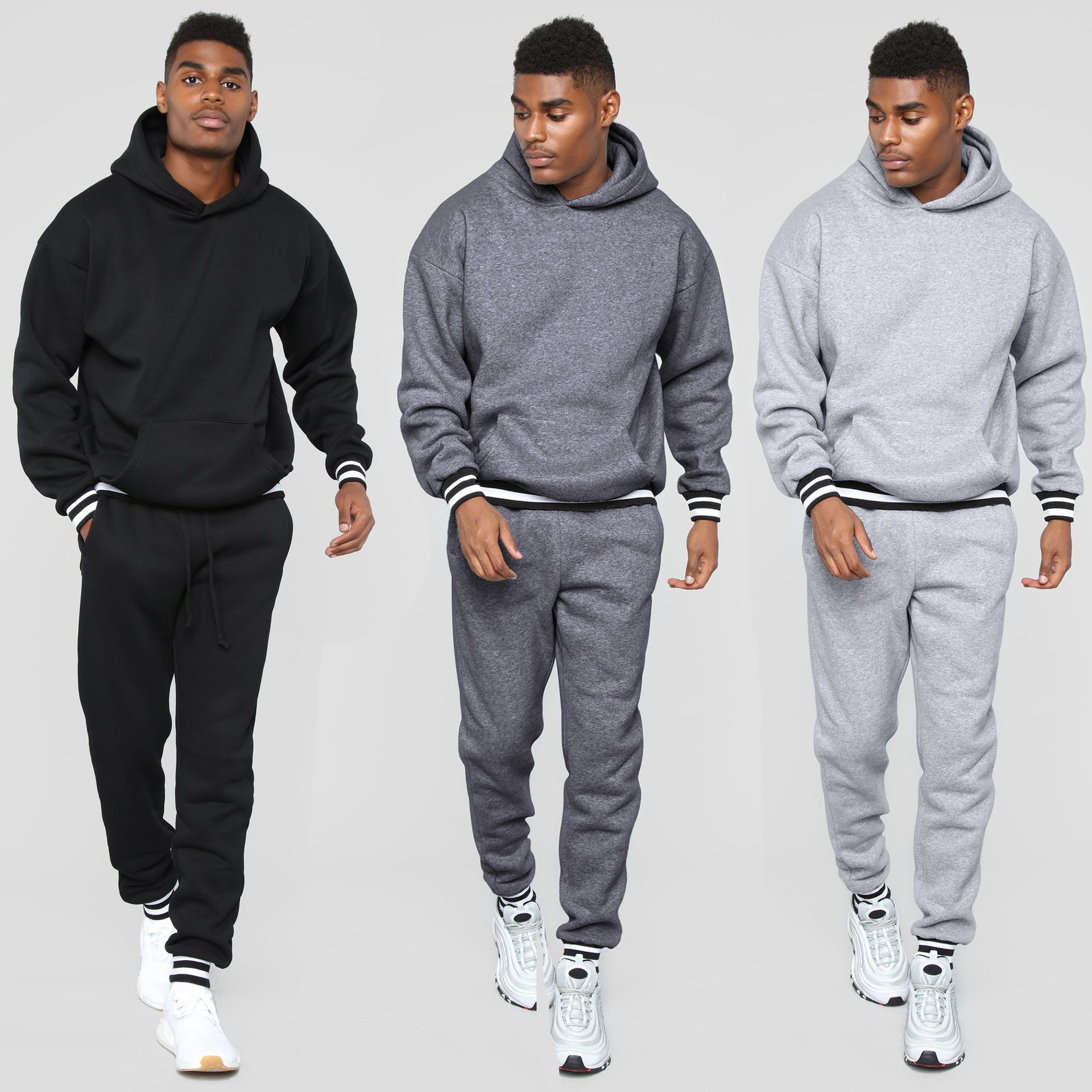 Custom Pullover High Quality Blank Sweat Suits Men Sweat Tracksuits Set Blank Jogging Suits Men sweatsuit With Pocket - Allen Fitness